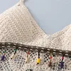 Tanks de femmes Bikini Top Femmes Crochet Boho Beach Camisoles BRALETTE HALTER CAMI BRA BRA Backless Beachwear Drop