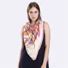 Sarongs Lesida Silk Scarf Women grote sjaals Feather Print Stoles Square Bandana Luxury Brand Kerchief Sjailves Vrouw Foulard 1306 230508