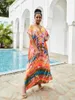 Costumi da bagno da donna Oversize Kaftan Robe Beach Cover Up Per le donne Vacanze Casual Abito lungo allentato Boho Tie Dye Beachwear Costume da bagno Sarong