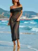 Maillots de bain pour femme Robe de plage à smocks solaires pour femme Voir à travers le tulle Enveloppé résistant au soleil Long Bikini Cover Ups