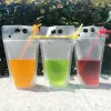 Garrafas de água Bolsas de bebidas plásticas com canudos de canudos 500 ml de zíper reclosável não-tóxico de bebida não tóxica