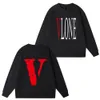 Vlone oversized hoodie Big V Mens tshirts designer hoodie print letter luxury black and white grey rainbow color summer sports fashion cotton cord top