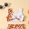 Tvådelar sommar småbarn baby flickor baddräkt söt bikini set mode leopard trim ruffle söt stil barn flicka strandkläder badkläder