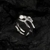 Кольца группы Ciaxy Silver Color Свадебные обручальные кольца для женщин винтажные нерегулярные линии Жемчужные кольцо 2023 Новые модные украшения Z0509
