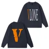 Vlone特大のパーカービッグVメンズTシャツデザイナーパーカープリントレターラグジュアリーブラックアンドホワイトグレーレインボーカラーサマースポーツファッションコットコードトップ