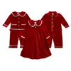 Pyjamas Rouge Noël Bébé Garçon Fille Chaud Famille Pyjamas Ensembles Golden Velvet Enfants Match Pyjamas Enfants Robe Vêtements Toddler Pjs 230509