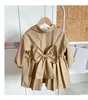 Coat Korean Spring Girl's and Jacket Wind Breakher Little Girls Herfst Long Baby Bow Children's Fashionable
