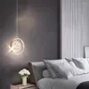 Pendant Lamps Bedside Chandelier Modern Home Decorations Luxury Bedroom Restaurant Bar Creative Ceiling Lights Water Pattern Ring Lamp