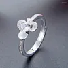 Cluster-Ringe Blume mit Zirkon verstellbarer Ring-Stil romantisch gutes Schmuck für Frauen in 925 Sterling Silber Super Angebote