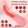 Vibratorer 10 hastigheter realistisk slickande tunga steg för kvinnor bröstvårtor klitoris stimulering sex leksaker vuxna kvinnliga par 230509