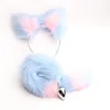 Anal Toys 2st Söt svans Anal Plug Cat Ears pannband Set Erotiska cosplay sexleksaker för kvinnor för par 230508