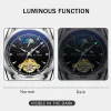 Zegarwatki Mężczyźni Watch Automatic Golden Sun Moon Phase Full Steel Band Waterproof Tourbillon Business Mechanical Hombre 2023