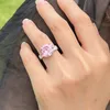 Choucong Marque Bague De Mariage Bijoux De Luxe En Argent Sterling 925 Coupe Ronde Topaze Rose CZ Diamant Pierres Précieuses Fête Femmes Éternité Bague De Fiançailles Cadeau De Mariée