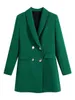 女性のスーツブレザーコンダラファッションビンテージスタイリッシュな緑の特大の長い女性ブレザーオフィスレディ秋のジャケット女性バシネス230509