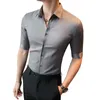 Men's Dress Shirts Plus Size 4XL-M Summer Thin Men Half Sleeve Quality Business Casual Slim Fit Office Blouse Homme Formal Wear Sale