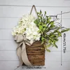 Dekorativa blommor Vårkrans vid ytterdörren Pink Berry Wild Flower Basket Boho Welcome Sign Home Decor for Wedding Party