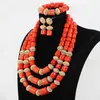 Necklace Earrings Set Fabulous Traditional Wedding African Big Coral Beads Jewelry Quality Real Costume Women Gift CNR158