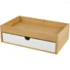 Storage Boxes 1Pc Box Cosmetic Drawers Jewelry Display Case Desktop Container Organizer Bamboo Makeup Organizers