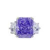 Flower Cut 6ct Amethyst Diamond Ring 100% Real 925 sterling silver Party Wedding band Rings for Women Promise Engagement Jewelry