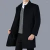 Trench-coats pour hommes Manteau en laine pour hommes de haute qualité Automne et hiver Coupe-vent en laine mi-longue Épais pardessus noir Casual Outwear Top