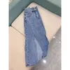 Abiti da lavoro Donna Estate Due 2 pezzi Set stile coreano Elegante monopetto manica corta Top e gonna lunga aderente in denim a vita alta Q21