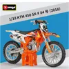 Diecast model Maisto Bburago 1 18 450 Rally Static Die Cast Voertuigen motorfietsmodel Toys Kids Geschenken Collectible 230509