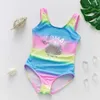 2-11Y Maillot de bain pour enfants avec imprimé arc-en-ciel intégré P230602