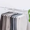 Hangers Racks 5in1 Magic Trouser Clothes Stainless Steel Folding Tie Bedroom Wardrobe Organizer Storage 230508