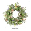 Dekorativa blommor Vårkransgrön eukalyptusbladkrans 20 tum Garland för våren/sommaren Hemvägg veranda öppen spis inomhus/utomhus