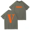 VLone lettre impression coton poids élevé mode extérieure chemise de Base polyvalente Couple T-shirt hommes et femmes manches courtes