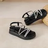 Sandalen 32-40 Small Size Plateau Damenschuhe 2023 Open Toe Casual Strass Wedges Roman für Damen