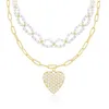 Pendant Necklaces Pearl Chain Heart Gold Color Chokers Trendy Fashion Jewerly Accessories