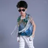 Scene Wear Children's Costumes Boy Drums Elever Elever Catwalk Modeller Koreanska paljetter Performance Clothing