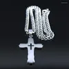 Anhänger Halsketten Christian Kreuz Edelstahl Kette für Frauen/Männer Silber Farbe Halskette Schmuck Halsband Acero Inoxidable NXHYB190S08