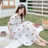 Vestidos casuais Vintage Kawaii Strawberry Dress Women Women Sexy Puff Puff Slave off Ombro Bordery Summer Summer Vestes Korean Elegant 230509