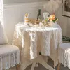 Table Cloth White Embroidered Tablecloth French Country Princess Retro Lace Light Luxury Romantic Birthday Decoration