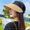 Stingy Brim Hats Magic Tape Panama Kvinnor Straw Empty Top Womens Summer Sun Protection Outdoor Sports Fishing Beach Chapeau MZ010 230508