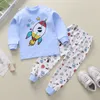 Pijamas Niños Niños Niñas Conjuntos de pijamas Estampado de dibujos animados Manga larga Camiseta linda Tops con pantalones Conjuntos de ropa para dormir para bebés pequeños 230509