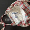 Torby wieczorowe retro czerwony niebieski kontrast gege torba na ramię koreańskie ins w kratę płótno cienki bawełniany tkanina torebka spożywcza duże zakupy