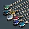 Pendant Necklaces 12 Colors Birthstone Natural Stone Water Drop Druzy Quartz Gem Crystal DIY Charm Women Jewelry Y23