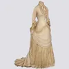 Vintage victorienne robes de bal Kahki Champagne agitation dentelle plis manches longues robes de soirée formelles pour les femmes médiévale Cosplay tenue 2023