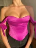 Camisoles Tanks ArtsueLegant Satin Bow Tie Corset Top for Summer Fashion Seveless Backless Cropped Tops Club Party Closes230508