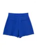 Kvinnors shorts vårens sommarkläder för kvinnor 2023 Front PLEATED DETAKE Hög midja Sidfickor Basis