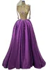 Aso Ebi 2023 Arabe Violet A-ligne Robe De Bal Perles Cristaux Satin Soirée Formelle Deuxième Réception Anniversaire Robes De Fiançailles Robes Robe de Soirée SH020