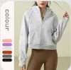 LU-123 Yoga Clothes Women's Sports Full Zipper Hoodie Loose Casual Thickened Fitness Coat Gym Jacket Hot Sale