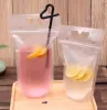 Botellas de agua Bolsas de plástico para bebidas Bolsas con pajitas 500 ml Cremallera que se puede volver a cerrar No tóxico Contenedor desechable para beber Vajilla de fiesta