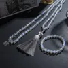 Pendant Necklaces 8mm Austrian Crystal Beaded Knotted 108 Mala Set Meditation Yoga Prayer Necklace Jewelry For Women Charm Rosary 230509