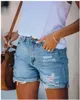 Женские шорты Женская джинсовая джинсовая джинсовая джинсы для девушек джинсы разорванные отверстия прямо 230509