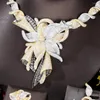 Naszyjnik Zestaw Siscathy Nigeryjska moda luksusowy kwiat cyrkon biżuteria ślubna dla kobiet elegancka imprezowa strój obiadowy akcesoria