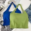 Camisoles Tanks Halter Camisole med Buildin Bras Girls Padded Tank Crop Summer Chic Women Soft Stretchy Cami ärmlösa Tees 230508